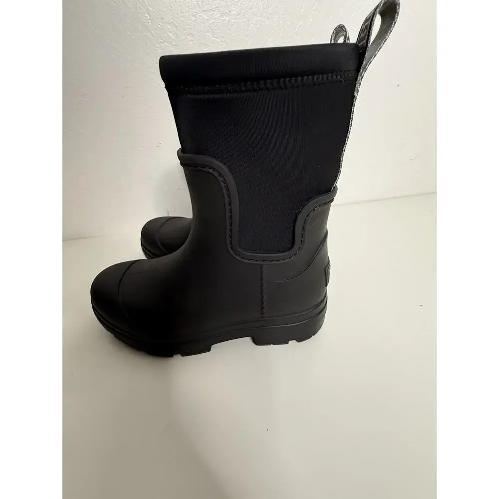 UGG Kids Droplet Mid Rain Boots Black Waterproof Pull-On Size 13 New NWOB